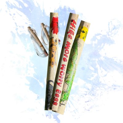 Painted Trekking Pole 1,2m - Hike more, Worry Less (Kruger)